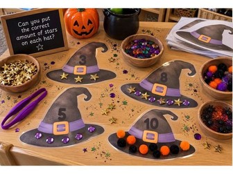 Halloween Witch Hat Counting Mats | Numbers to 20 | EYFS Maths & Fine Motor