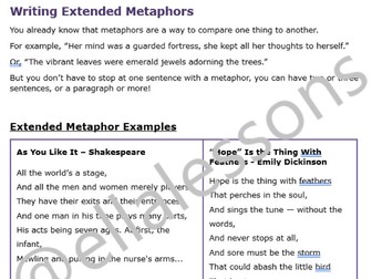 Writing Extended Metaphors - UKS2, KS3