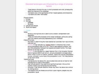 A level OCR Glaciated landscapes influenced by physical factors notes