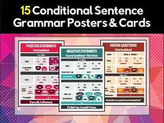 15 Conditional Sentence Grammar Posters & Flash Cards