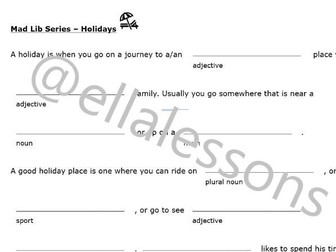 Mad Lib Series - Holidays - @ellalessons