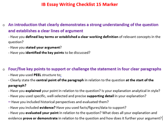 History Essay Writing Checklist/Success Criteria