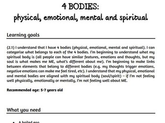 Physical, emotional, mental and spiritual bodies - Activity for children