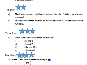 LCM Extension task: algebra and fractional numbers.