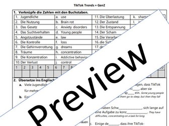 TikTok - Die neue Generation A2-B1 German Vocabulary and translation worksheet