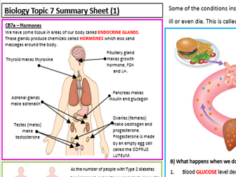 Edexcel Biology CB7 Revision Summary Worksheets