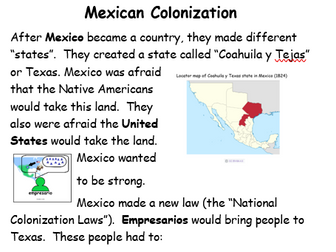 Modified Curriculum Mexican Colonization/Empresario System (TX History)