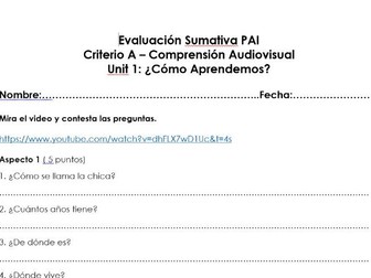 Spanish DP MYP Reading Summative Assessment Emergent Level