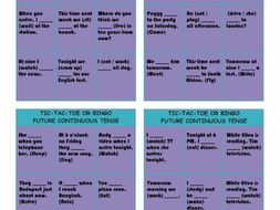 Future Continuous Tense Tic-Tac-Toe or Bingo