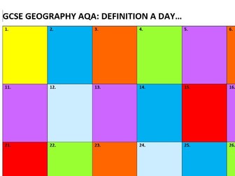 Definition a Day Revision - Geography AQA GCSE (9-1)