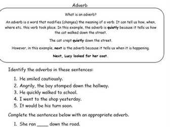 Adverb Worksheet