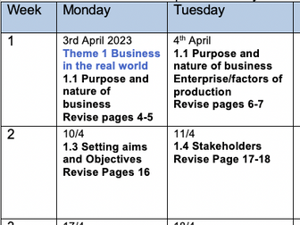 AQA GCSE Business Studies Revision Planner - Using CGP Revise Guide