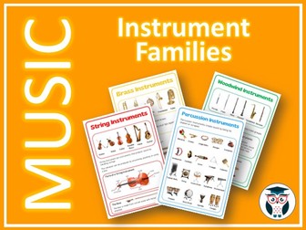 Music Instrument Families - Handouts & 11 Worksheets