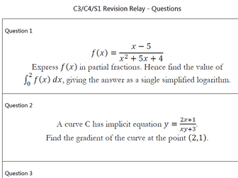 WJEC C3, C4 and S1 Revision Relay