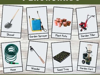 Gardening Tools Flashcards | 42 Garden & Yards Essentials Montessori Cards