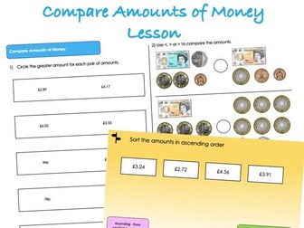 Year 4 Money - Compare Amounts of Money Lesson