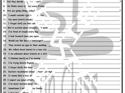 Gerunds versus Infinitives 1 Page BW Worksheet