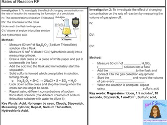 RATES OF REACTION REQUIRED PRACTICAL WORKSHEET