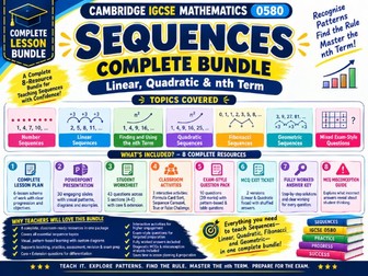 Sequences Complete Bundle | GCSE and IGCSE Maths | Cambridge 0580 | Linear, Quadratic and nth Term