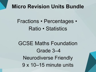 GCSE Maths Micro Revision Bundle | 9 Units | Foundation (Grade 3–4) | Worksheets