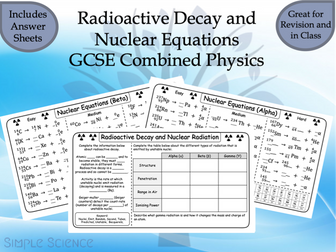 Radioactive Decay and Nuclear Equations - GCSE Physics Worksheets