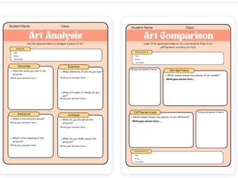 Art Analysis and Art Comparison worksheets