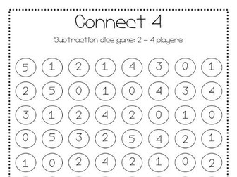 Connect 4 Subtraction dice game