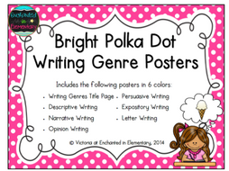 Bright Polka Dot Writing Genre Posters