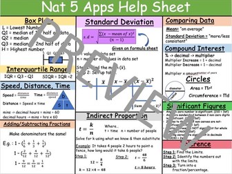 Nat 5 Apps Help Sheet