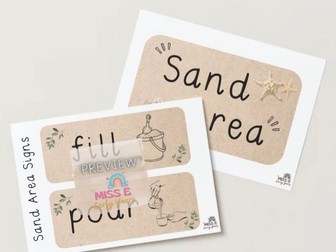 Sand Area Vocabulary Signs
