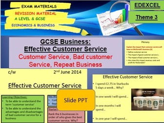 Effective Customer Service: GCSE Business, A Level Business