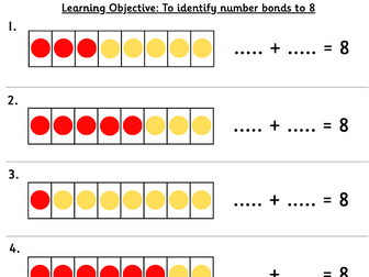 Year 1 Number Bonds to 8 | Fluency Worksheets