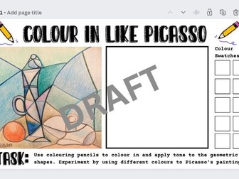 Cubism / Picasso extension task cover lesson