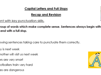 Basic Punctuation Home Learning Sheet