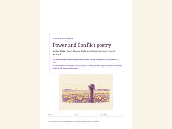 Power and Conflict poetry revision set (AQA GCSE)
