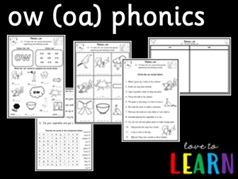 ow (oa) Phonics worksheets, ow saying oa phonics/spelling activities