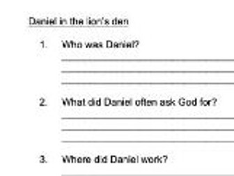 Daniel in the Lion's Den worksheet