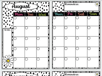 Spotty Colourful Class Planner/Calendar