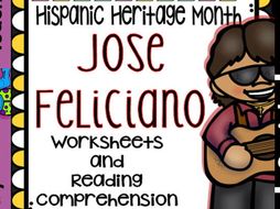 Hispanic Heritage Month - Jose Feliciano - Worksheets and Readings (Bilingual)