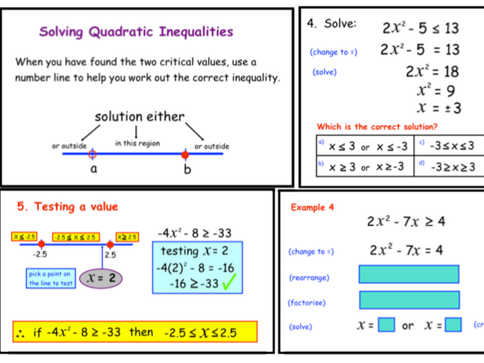 solving quadratic inequalities