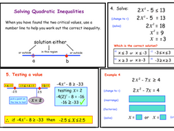 Solving Quadratic Inequalities By A Gualda Teaching Resources Tes