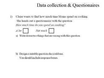 Maths Worksheet: Data collection & questionnaires