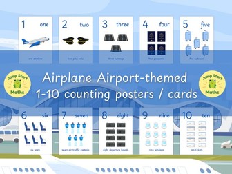 Airplane-Themed 1–10 Counting Posters & Number Cards | EYFS & KS1 Maths Display