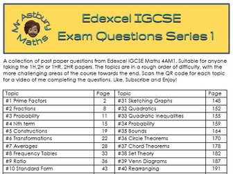 Edexcel IGCSE Maths - Exam questions per topic