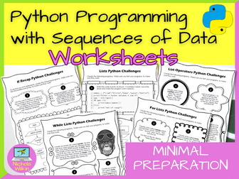 Python Programming with Sequences of Data Worksheets