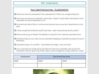 Sustainability booklet for KS3/KS4