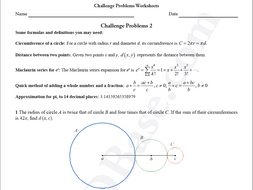 Challenge Problems Worksheets 2 | Teaching Resources