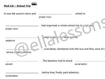 Mad Lib - School Trip - @ellalessons