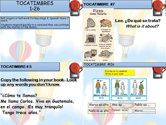 Spanish Key Stage 3 (year 7 and 8)  Bell ringers or Bell work