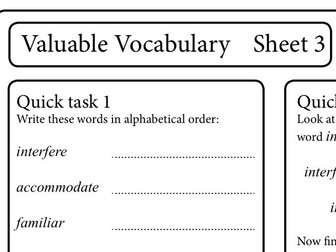 Valuable Vocabulary Sheet 3